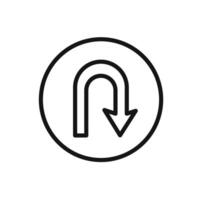 u turn arrow icon linear graphics sign vector