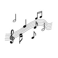 Notes, treble clef, melody. illustration. All objects are drawn in in black. Suitable for printing on posters, invitations, cards, tickets and for design vector