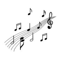 Notes, treble clef, melody. illustration. All objects are drawn in in black. Suitable for printing on posters, invitations, cards, tickets and for design. International Music Day 2024 vector