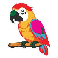 animation of cute parrot on white background, in the style of animated gifs, clean and simple designs, comfycore vector