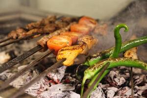 Grilled Skewers With Peppers and Tomatoes photo