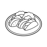 Mexican food coloring pages. Hand drawn illustration isolated on white background vector