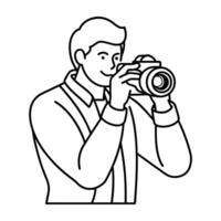 People working Sketch Hand drawn single line art coloring page vector
