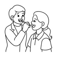 People working Sketch Hand drawn single line art coloring page vector