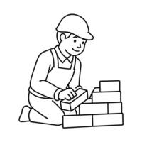 People working Sketch Hand drawn single line art coloring page vector
