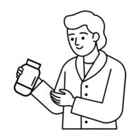 People working Sketch Hand drawn single line art coloring page vector
