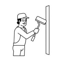 People working Sketch Hand drawn single line art coloring page vector