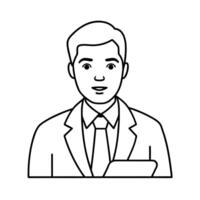 People working Sketch Hand drawn single line art coloring page vector
