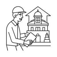 People working Sketch Hand drawn single line art coloring page vector