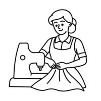 People working Sketch Hand drawn single line art coloring page vector
