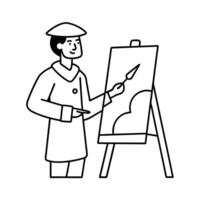 People working Sketch Hand drawn single line art coloring page vector