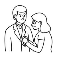 People working Sketch Hand drawn single line art coloring page vector