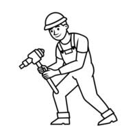 People working Sketch Hand drawn single line art coloring page vector
