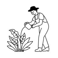 People working Sketch Hand drawn single line art coloring page vector