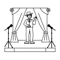 People working Sketch Hand drawn single line art coloring page vector