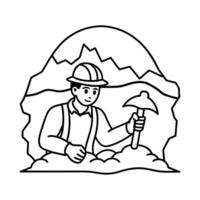 People working Sketch Hand drawn single line art coloring page vector