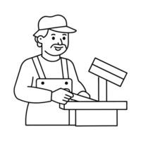 People working Sketch Hand drawn single line art coloring page vector
