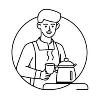 People working Sketch Hand drawn single line art coloring page vector