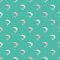 Shrimps seamless pattern flat . Cute cartoon style sea and ocean creature, animal. Symmetrical square composition, for print design, wallpaper, wrapping paper or web. vector