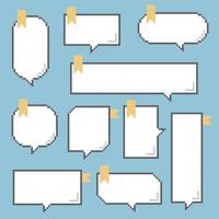 collection set of retro game 8bit pixel speech bubble balloon with bookmark, text box banner vector