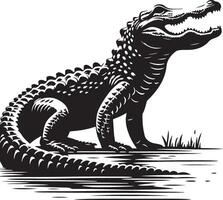 Alligator design silhouette art work EPS file, Generator AI vector