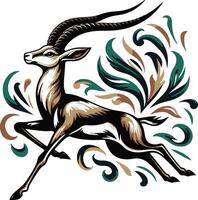 Gazelle design silhouette art work EPS file, Generator AI vector