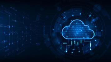 Digital hud sci fi technology cloud storage transfer data to server concept adstract blue light background. vector