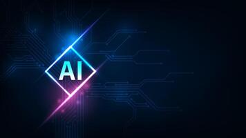 Futuristic CPU circuit board with blue light. Hi-tech technology abstract blue background. vector