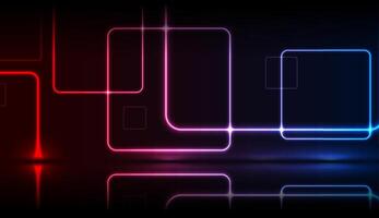 Blue red neon squares abstract technology background vector