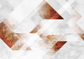 Orange grey geometric shapes abstract tech grunge background vector