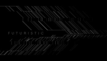 White minimal lines on black, futuristic technology abstract background vector