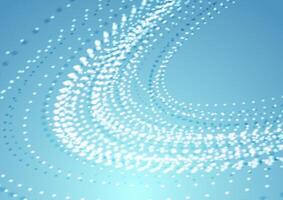 Cyan glowing futuristic dotted curved lines abstract background vector