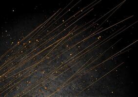 Golden minimal lines and dots on black grunge abstract background vector