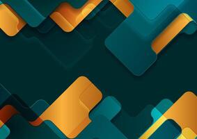 Golden and turquoise glossy geometric shapes abstract background vector