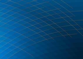 Tech geometric background with wavy golden linear grid vector