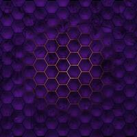 Violet and glow orange grunge hexagons abstract geometric background vector