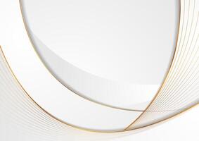 Grey waves and golden curved lines abstract background vector