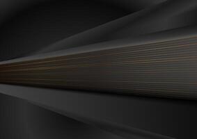 Black smooth stripes and golden lines abstract background vector