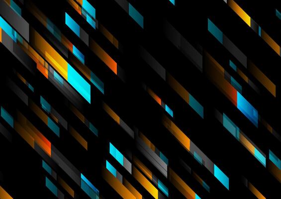 Black blue orange geometric tech abstract background