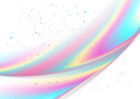 Holographic blurred waves and small particles abstract background vector