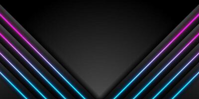Black abstract striped background with neon lines vector