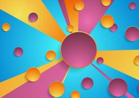 Colorful rays and circles abstract tech geometric background vector