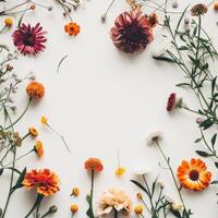 A simple, elegant floral frame with a white background photo