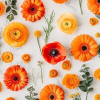 A flat lay featuring a minimalist floral arrangement photo