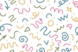 Seamless pattern of straight and wavy marker lines. Highlighting elements vector