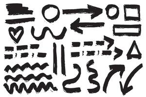 Handmade marker strokes. Marker lines, marker stripes and highlight elements vector