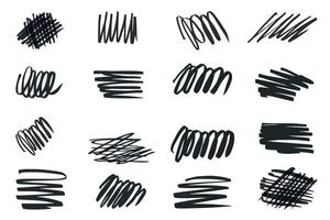 Marker Scribbles. Set of black marker paint texture isolated on white background. High quality photo. vector
