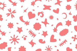Seamless pattern of retro-futuristic design elements. Creative background in Y2K style for social networks, cards, clothing printing vector