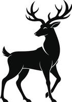 illustration of a black silhouette of a deer at full length on a white background vector