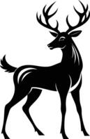 illustration of a black silhouette of a deer at full length on a white background vector
